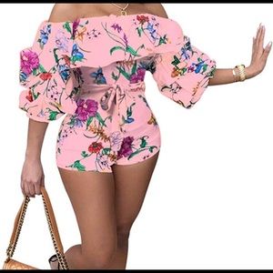 Pink floral print Romper
